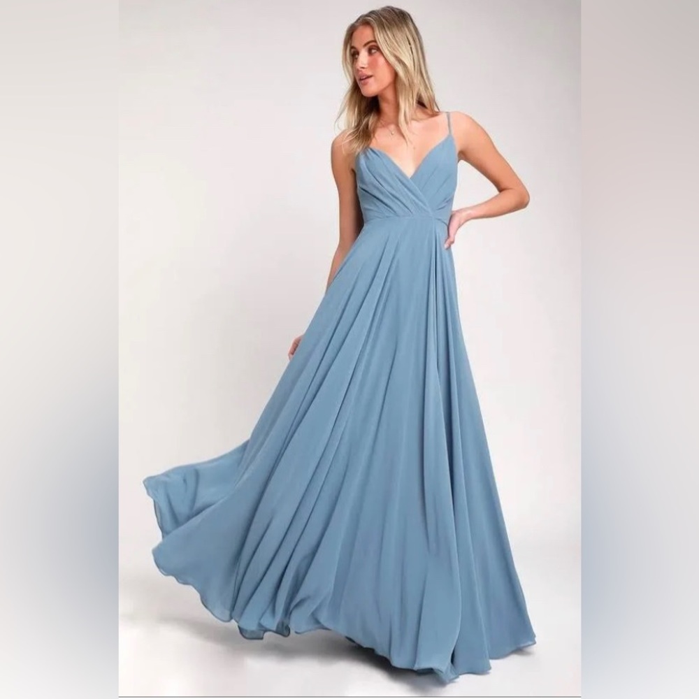 LULUS ALL ABOUT LOVE🩵SLAVE BLUE🩵SPECIAL OCCASION MAXI DRESS SIZE SMALL 🌟NWT🌟